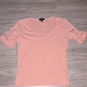 Lauren Ralph Lauren Light Pink Short Sleeve V-Neck Top